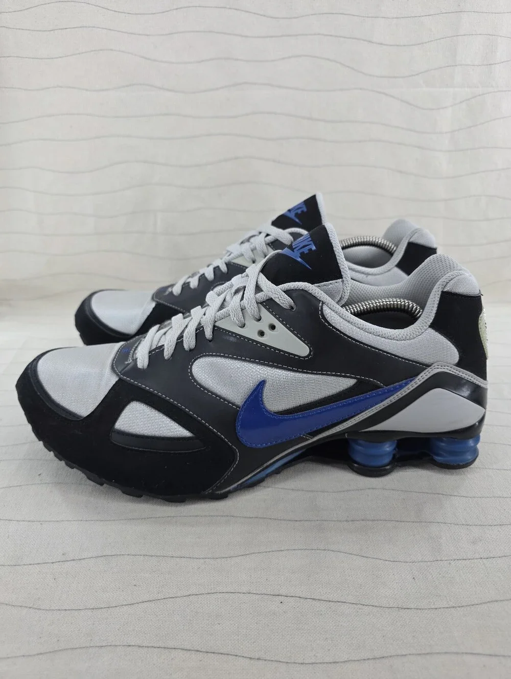 Nike Mems Shox Heritage Grey Black Blue Sneakers Shoes 386202-041 Size 12.5